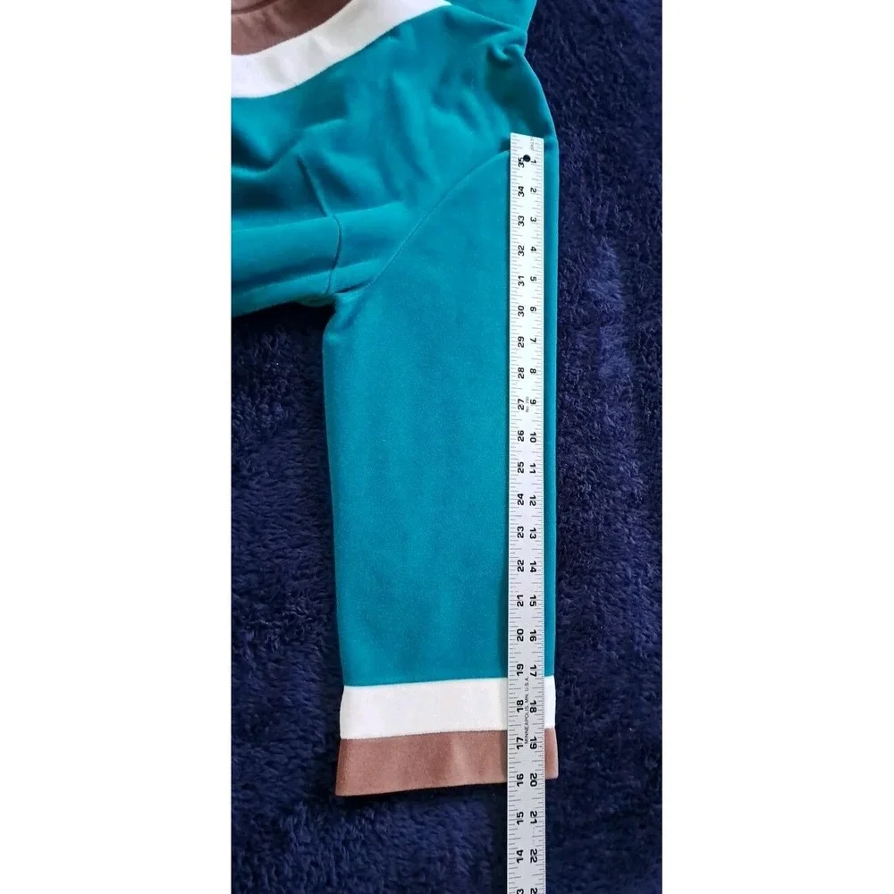 Vanity Fair Bathrobe Size 16 Teal/Brown Velour Midi‎ Length Zipper Retro Vintage